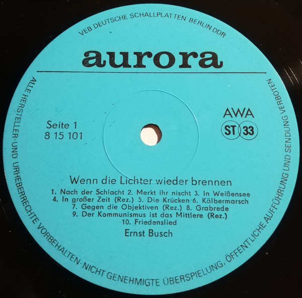 lataa albumi Ernst Busch - Wenn Die Lichter Wieder Brennen Legenden Und Lieder Mit Ernst Busch