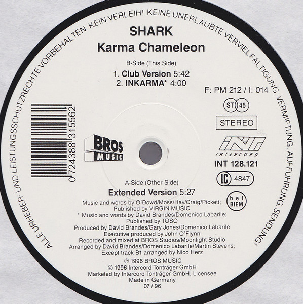 Shark – Karma Chameleon (1996, Vinyl) - Discogs