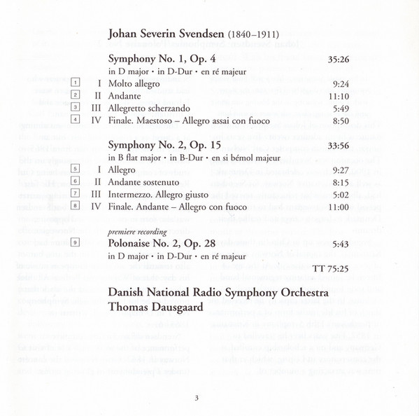 lataa albumi Svendsen, Danish National Radio Symphony Orchestra, Thomas Dausgaard - Symphonies Nos 1 2 Polonaise No 2