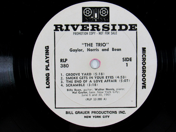 The Trio : Billy Bean, Hal Gaylor, Walter Norris – The Trio (1961