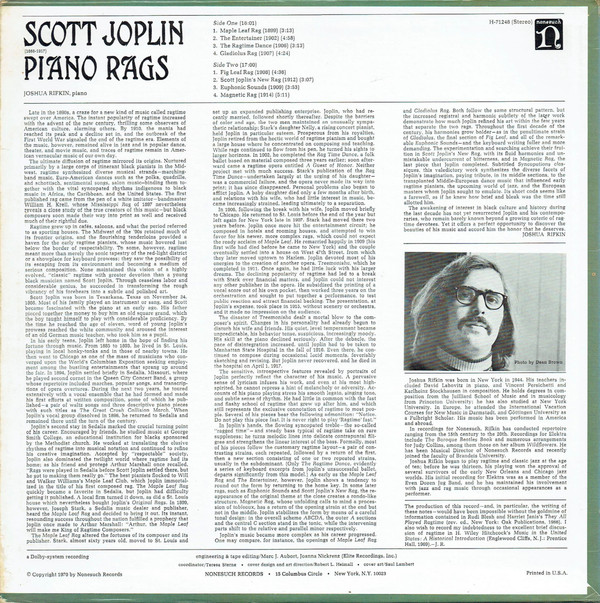 Album herunterladen Joshua Rifkin - Piano Rags By Scott Joplin