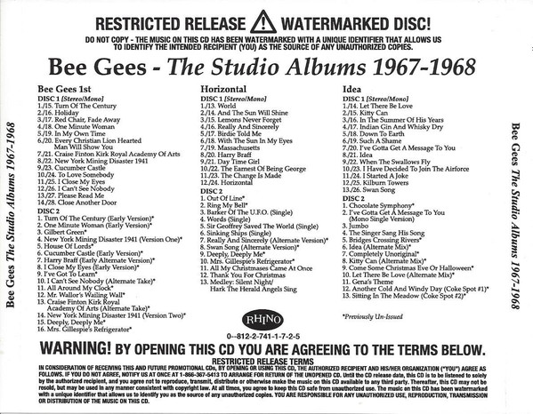 Bee Gees – The Studio Albums 1967-1968 (2007, Box Set) - Discogs