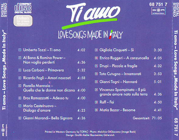 Album herunterladen Various - Ti Amo Love Songs Made In Italy
