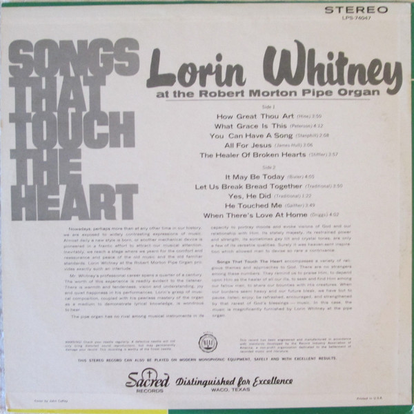 ladda ner album Lorin Whitney - Songs That Touch The Heart Volume 2