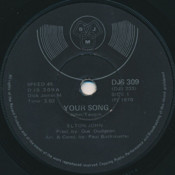 Elton John – Your Song (1971, Vinyl) - Discogs