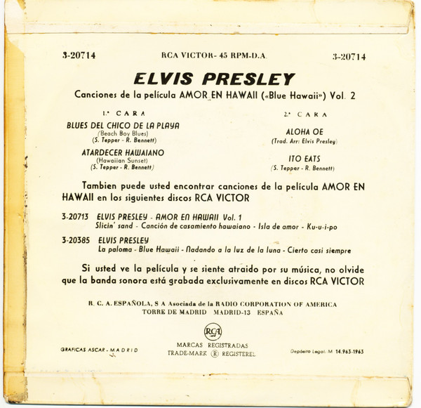 descargar álbum Elvis Presley With The Jordanaires - De La Película Amor En Hawaii Vol II