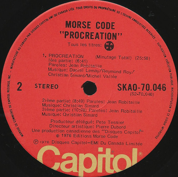 Morse Code - Procréation [Vinyl] | Capitol Records (SKAO-70.046) - 4