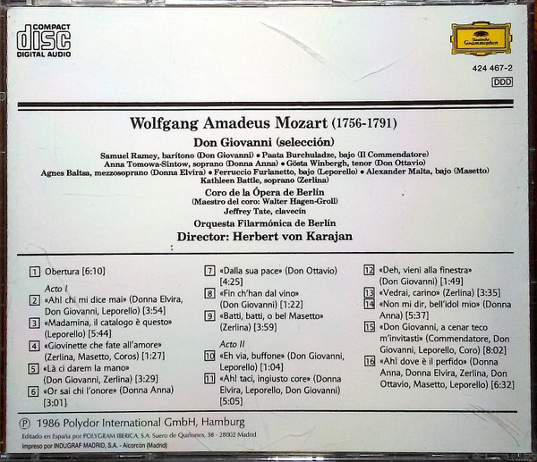 lataa albumi Wolfgang Amadeus Mozart Herbert von Karajan, Orquesta Filarmónica De Berlín, Coro De La Ópera De Berlín - Don Giovanni Selección