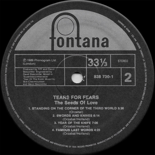 Tears For Fears - The Seeds Of Love [Vinyl] | Fontana (838 730-1) - 4