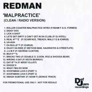 Redman Malpractice Clean 2001 CDr CD Discogs