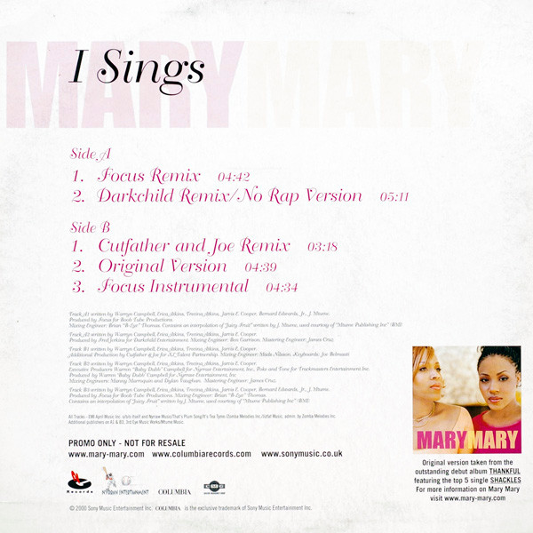ladda ner album Download Mary Mary - I Sings The Remixes album