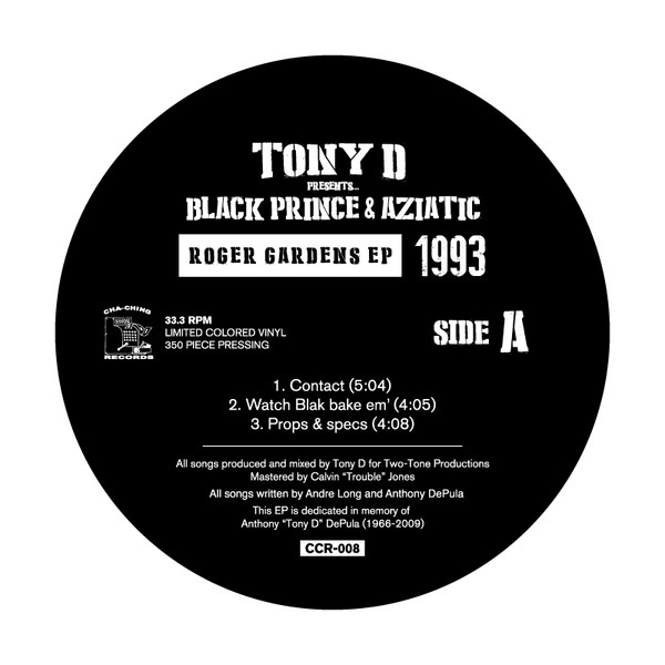 Tony D Presents Black Prince & Aziatic – Roger Gardens EP 1993