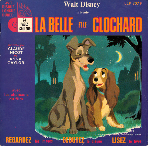 WALT DYSNEY livre disque vinyle 33tours La Belle et le Clochard - Label  Emmaüs