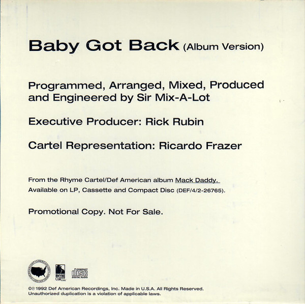 SirMixaLot – Baby Got Back (1992, Digipak, CD) - Discogs