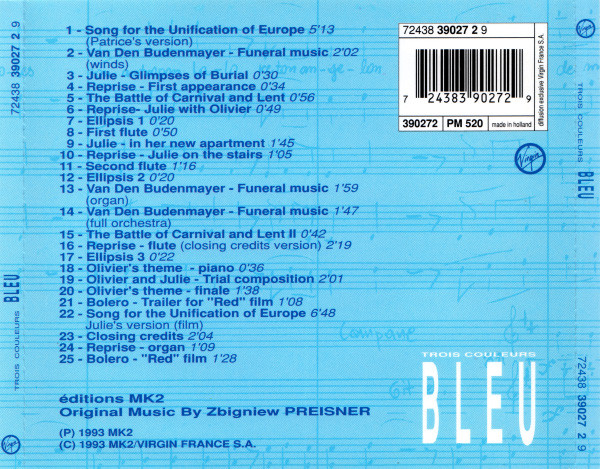 Zbigniew Preisner - Trois Couleurs: Bleu (Bande Originale Du Film) | Virgin (72438 39027 2 9) - 2