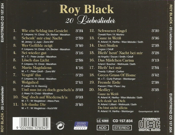 ladda ner album Roy Black - Wer Gefühle Zeigt 20 Liebeslieder