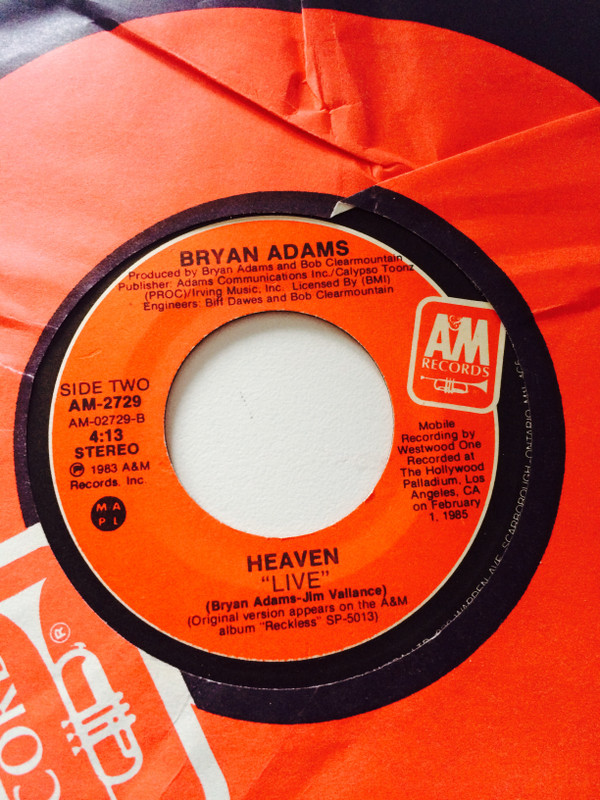 Bryan Adams - Heaven | A&M Records (AM-2729) - 2