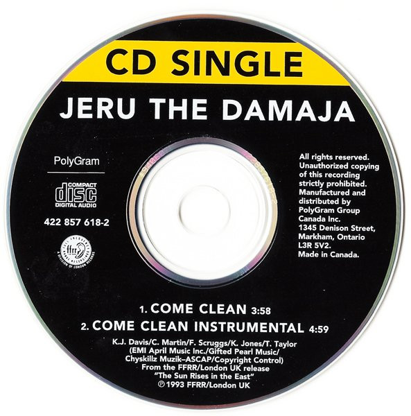 Jeru the Damaja Come Clean 1993 promo 12 : r/hiphopvinyl