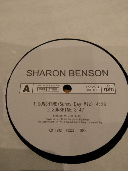 Sharon Benson – Sunshine (1992, Vinyl) - Discogs