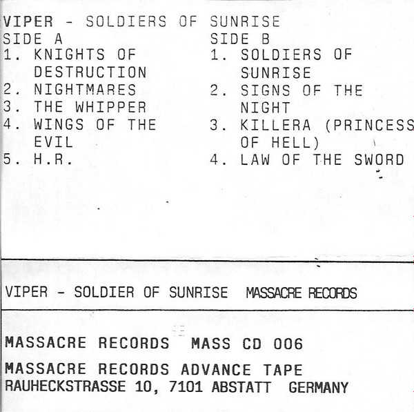 Viper - Soldiers Of Sunrise | Releases | Discogs