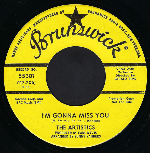 The Artistics – I'm Gonna Miss You / Hope We Have (1966 