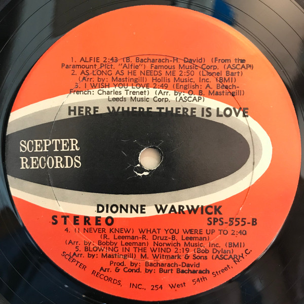 Dionne Warwick - Here, Where There Is Love | Scepter Records (SPS-555) - 4