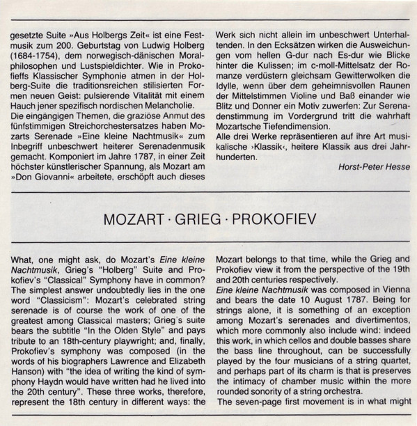 Album herunterladen Mozart, Grieg, Prokofiev, Berliner Philharmoniker, Herbert von Karajan - Eine Kleine Nachtmusik Holberg Suite Symphonie Classique