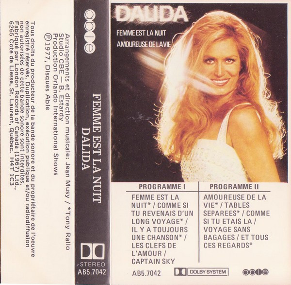 Dalida – Femme Est La Nuit (1978, Cassette) - Discogs