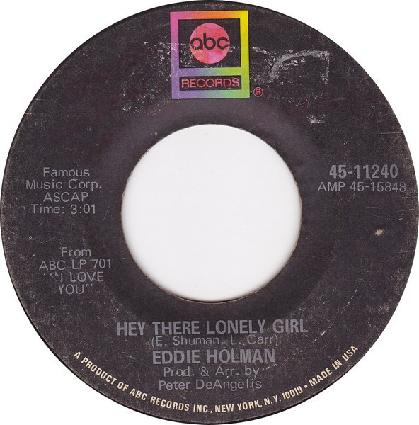 Eddie Holman – Hey There Lonely Girl (1969, Vinyl) - Discogs