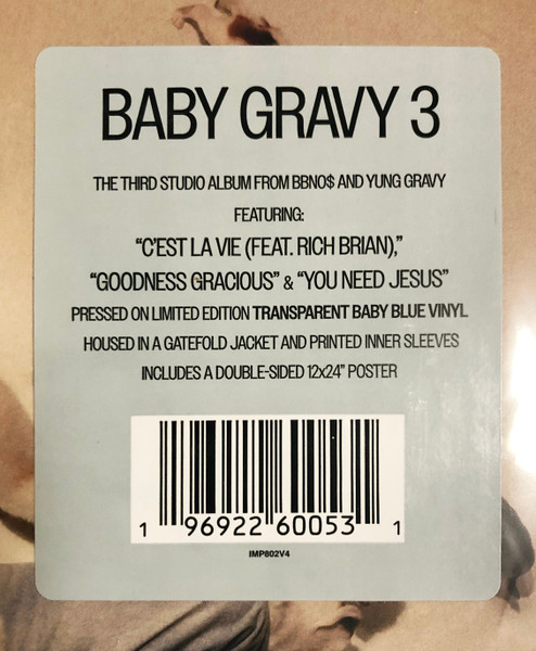 Yung Gravy & bbno$ – Baby Gravy 3 (2023, Transparent Baby Blue