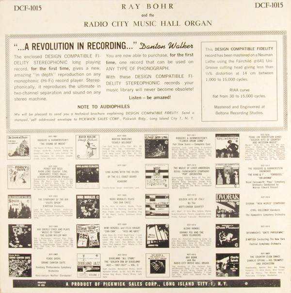 Album herunterladen Ray Bohr - Ray Bohr The Radio City Music Hall Organ