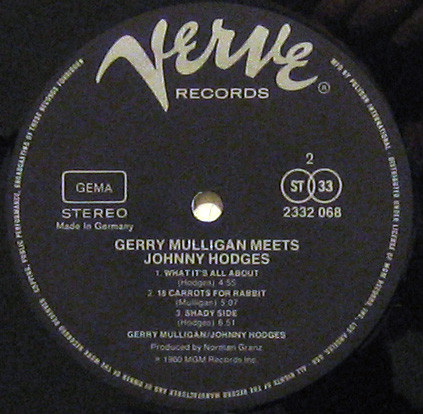 Gerry Mulligan & Johnny Hodges - Gerry Mulligan Meets Johnny 