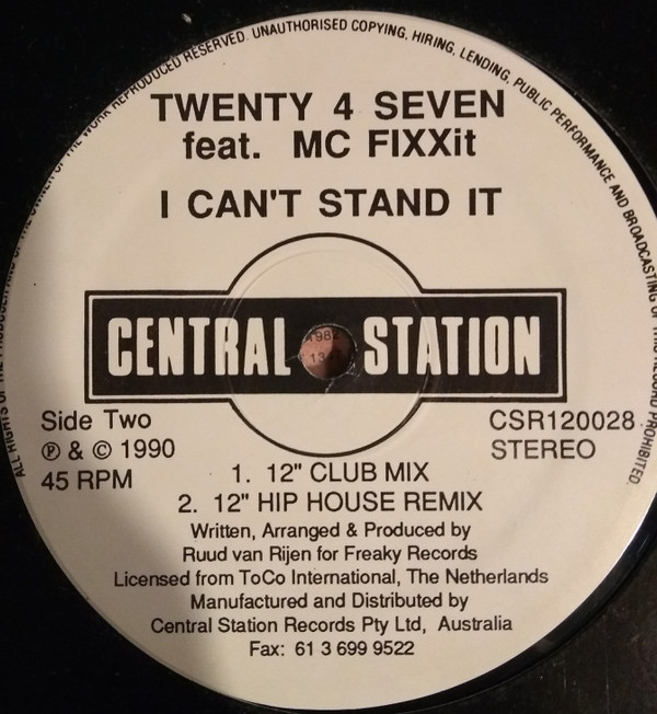 baixar álbum Twenty 4 Seven Featuring MC Fixx It - I Cant Stand It