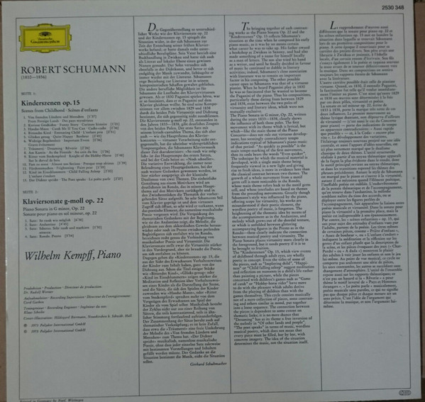 lataa albumi Robert Schumann, Wilhelm Kempff - Kinderszenen Klaviersonate G Moll Piano Sonata In G Minor