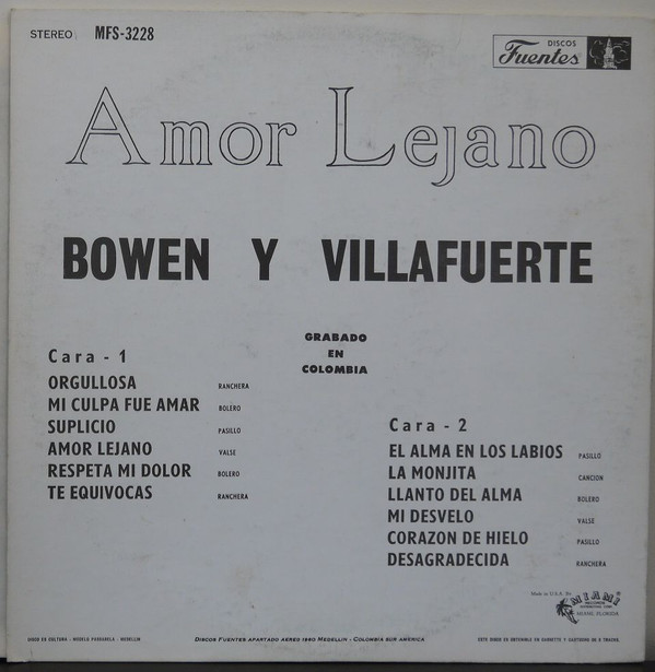 lataa albumi Bowen Y Villafuerte - Amor Lejano