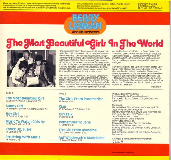descargar álbum Berry Lipman And His Orchestra - The Most Beautiful Girls In The World