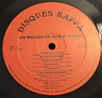 Edith Butler - Un Million De Fois Je T'aime | Disques Kappa (KPL 1112) - 4