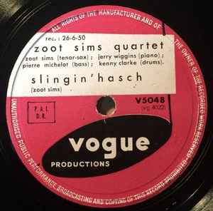 Zoot Sims Quartet – Night And Day / Slingin' Hasch (1950, Shellac 