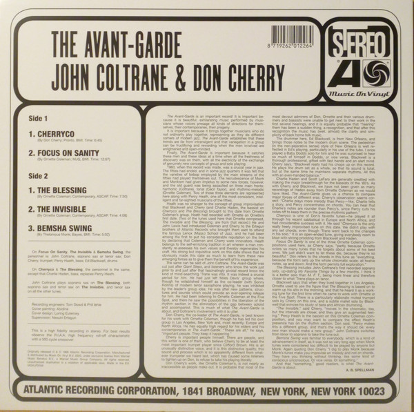 John Coltrane & Don Cherry - The Avant-Garde | Music On Vinyl (MOVLP2558) - 2