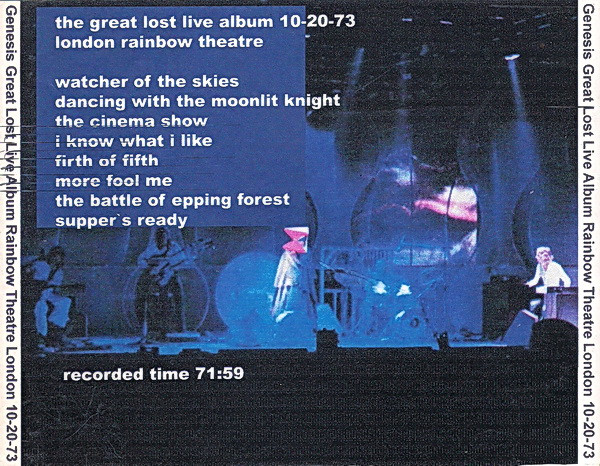 Genesis - Live At The Rainbow Theatre, London U.K. 1973 | Releases