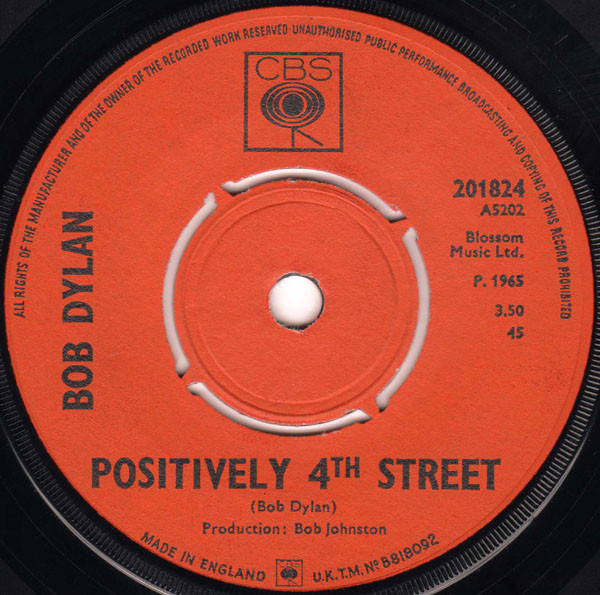 ボブ・ディラン – 淋しき街角 = Positively 4th Street (1965, Vinyl 