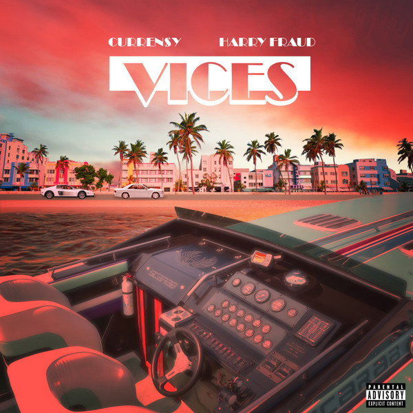 Curren$y, Harry Fraud – Vices (2023, Pink / Blue w/ White Splatter