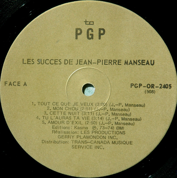 Jean-Pierre Manseau - Les Succès De Jean-Pierre Manseau | PGP (OR-2405) - 3