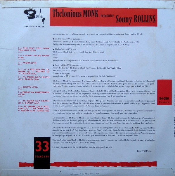 lataa albumi Thelonious Monk Sonny Rollins - Thelonious Monk Rencontre Sonny Rollins