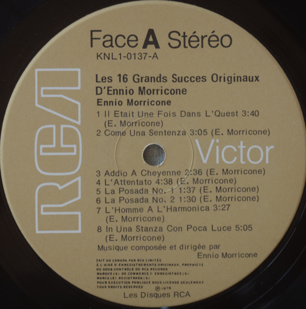 Ennio Morricone - Les 16 Grands Succes Originaux D'Ennio Morricone (Bandes Originales Des Films) | RCA (KNL1-0137) - 3