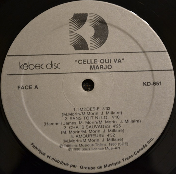 Marjo - Celle Qui Va [Vinyl] | Kébec-Disc (KD-651) - 3
