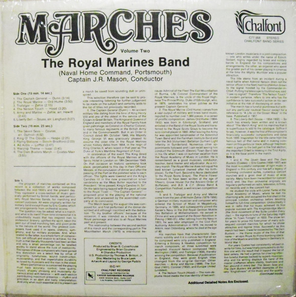 ladda ner album The Royal Marines Band Conducted By Captain JR Mason - Marches Volume Two