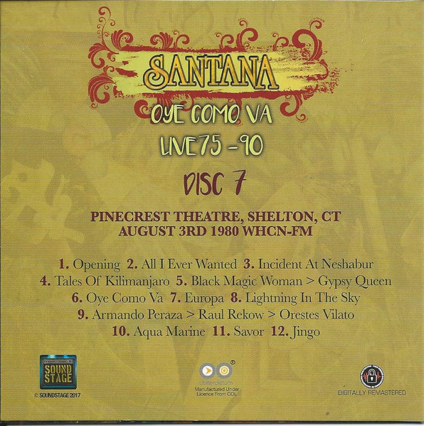 Santana – Oye Como Va (Live 75 - 90) (2017, CD) - Discogs