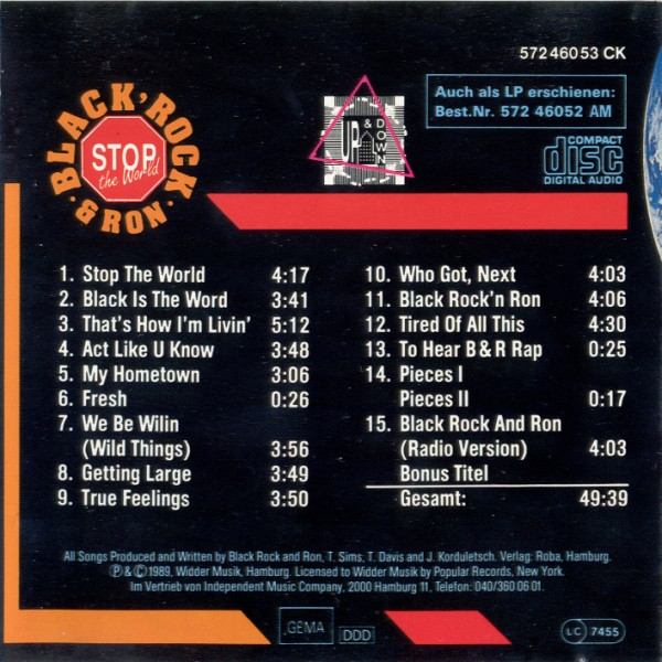 Black, Rock & Ron – Stop The World (1989, CD) - Discogs