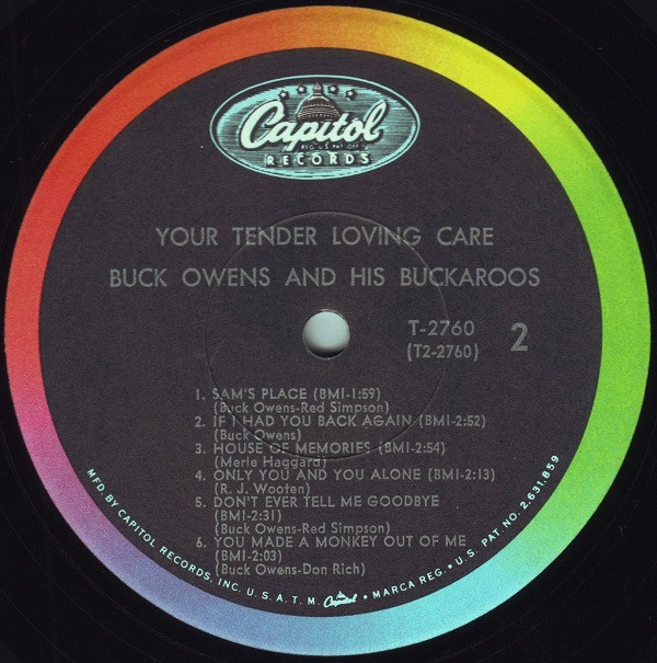 Buck Owens And His Buckaroos - Your Tender Loving Care | Capitol Records (T 2760) - 4